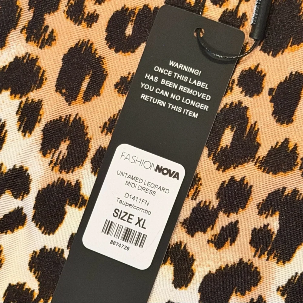 Fashion Nova Leopard One-Shoulder Bodycon Midi Dress – Size XL